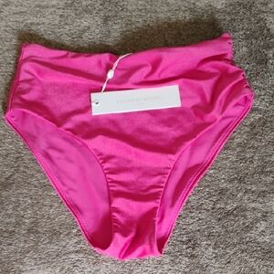 Jonathan Simkhai Millie Draped Satin Swim Bottoms NWT Dragon Fruit